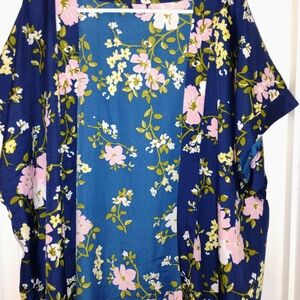 Source Unknown Blue Floral Kimono PTP 30"
